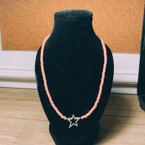 pink beaded star necklace